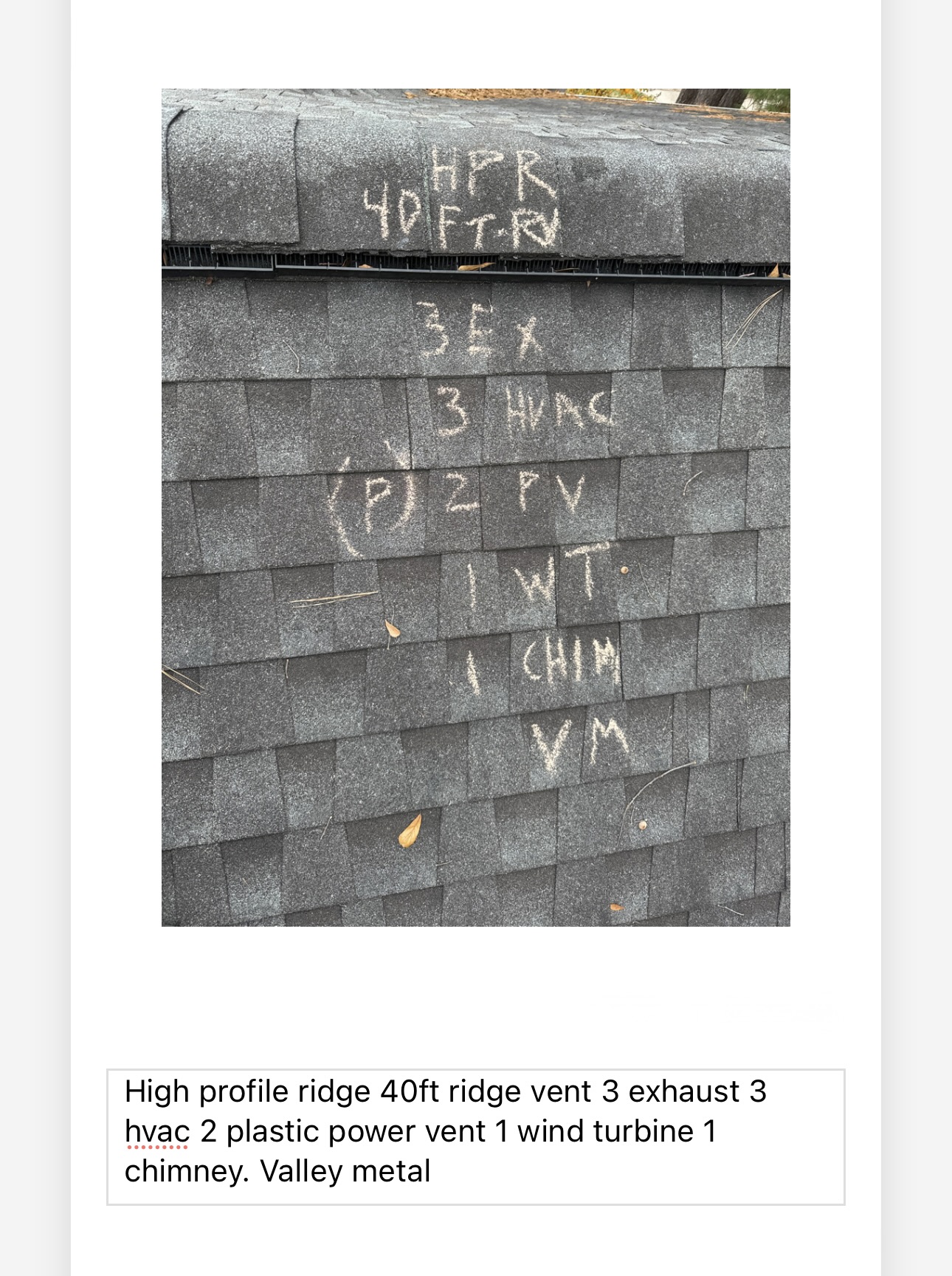 Roof Photos with Description Details